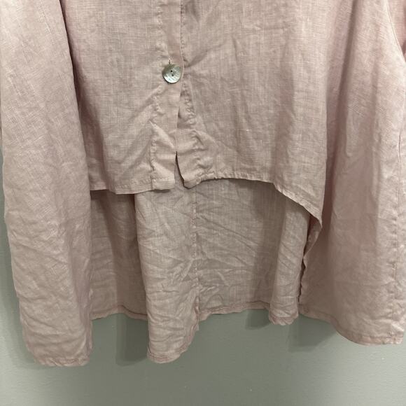 Saga Made In Italy Linen Button Front Tunic Women’s One Size Pink Lagenlook - Picture 4 of 9